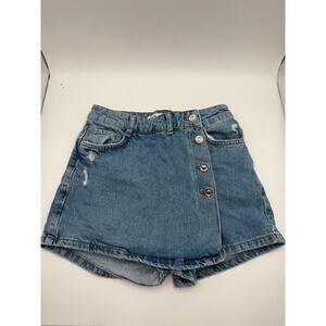 Zara wrap denim skirt skort mid-blue wash size XS